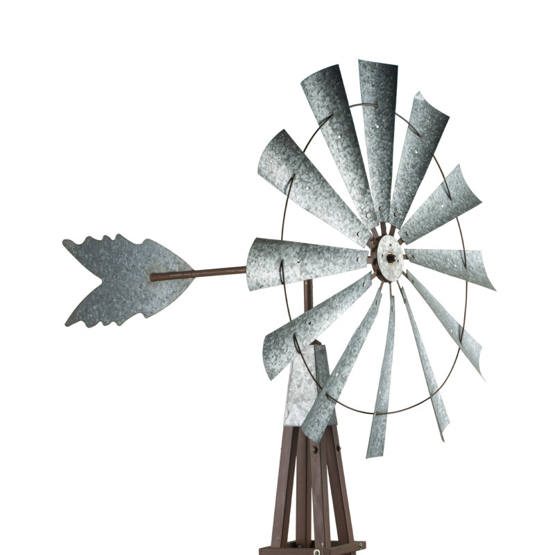 Gracie Oaks Hubertine Weather Resistant Metal Abstract Windmill